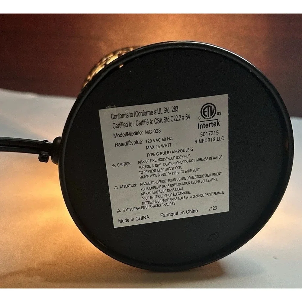 Country Light Metal On Glass Electric Base Intertek‎ Lamp